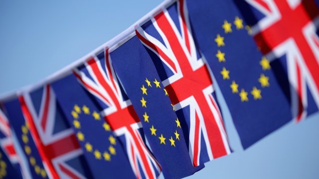 European Union and U.K. flags