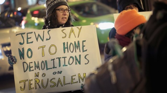 Protester opposes Trump's Jerusalem decision.