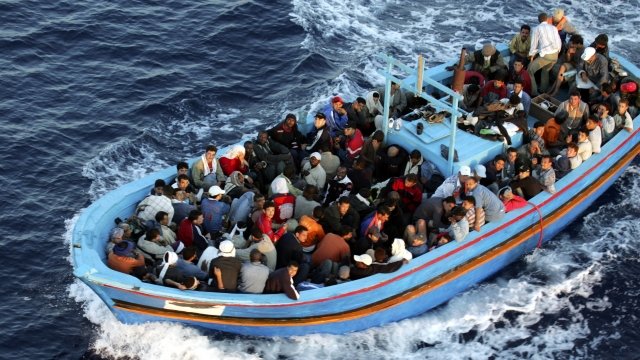 Migrants off the coast of Italy