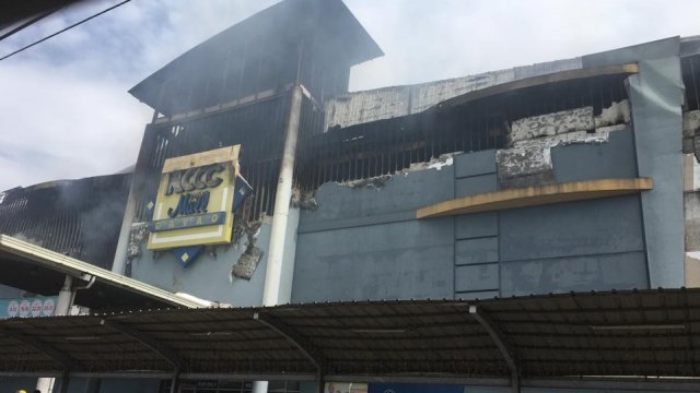 A fire-damaged mall in Davao, Philippines