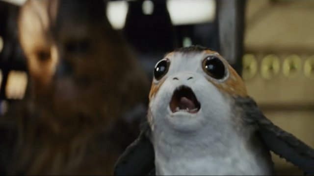 Porg frightened by space travel.