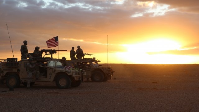 U.S. armed forces train during counter ISIS operations at Al Tanf Garrison in southern Syria