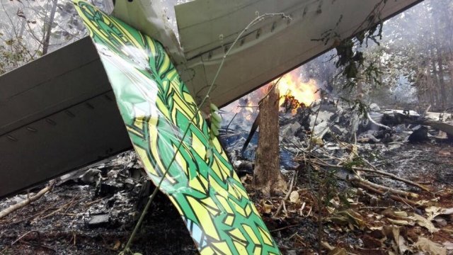 Small plane crash wreckage in Costa Rica.