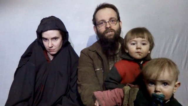 Caitlan Coleman, Joshua Boyle and their children as seen in a video released in December 2016.