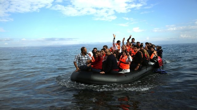Migrants on rubber dinghy