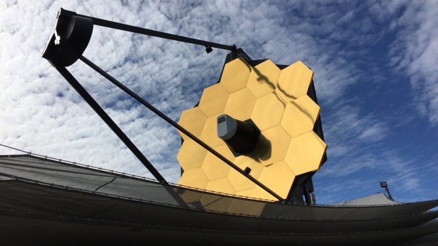 A scale model of the James Webb Space Telescope