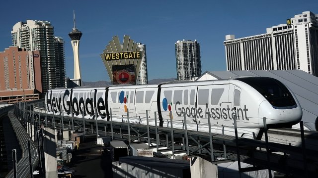 A Google advertisement for its voice assistant at CES 2018