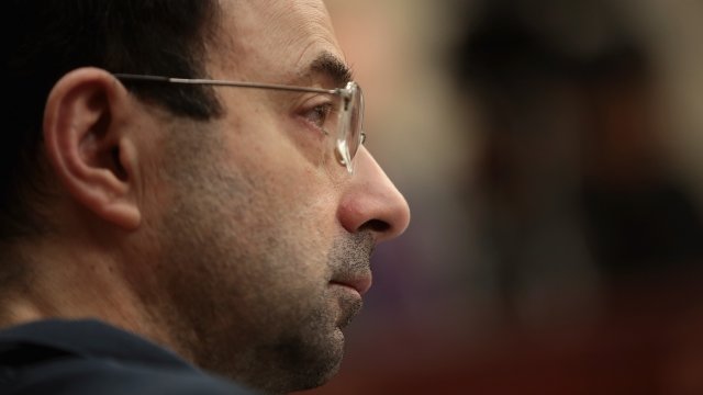 Larry Nassar listens to victim impact statements during his sentencing hearing.