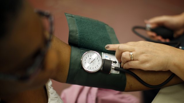 Patient gets blood pressure checked