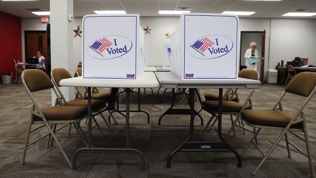 Empty voting booths.