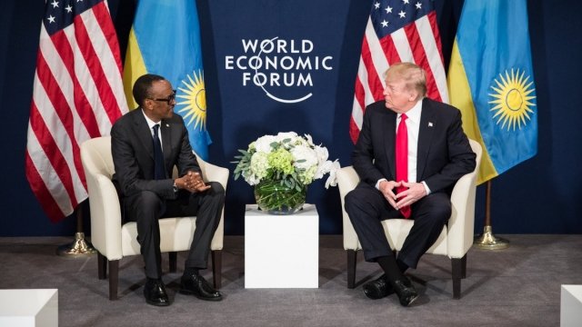 U.S. President Donald Trump and Rwandan President Paul Kagame during the World Economic Forum.