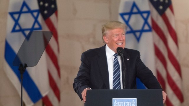 President Donald Trump speaks in Israel