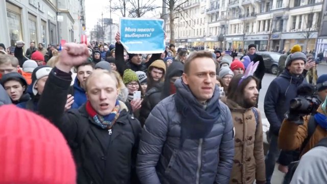 Alexei Navalny at Sunday's anti-Kremlin protests