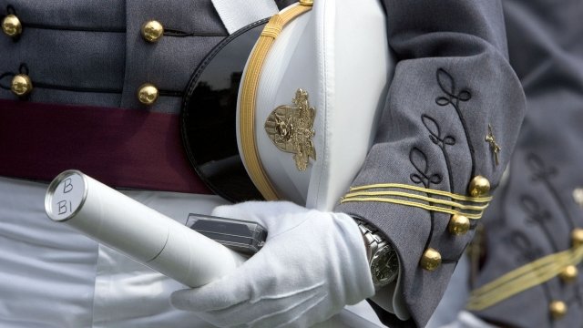 U.S. Military Academy cadet holds a diploma