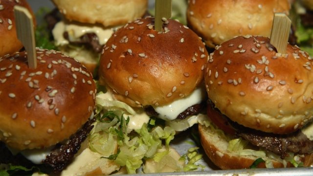 Burgers on display at the New York City Wine & Food Festival