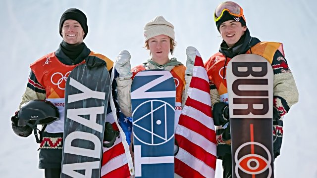 Snowboarder Red Gerard, center