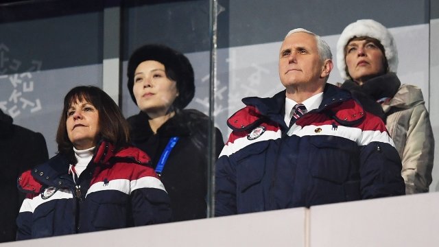 U.S. Vice President Mike Pence and North Korean Leader Kim Jong Un's sister Kim Yo-Jong.