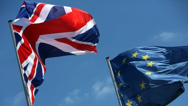 U.K. flag next to EU flag