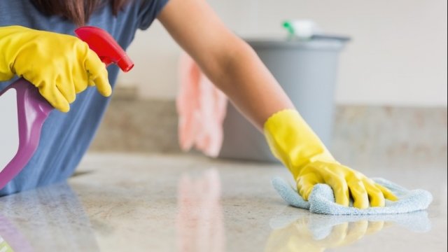 A person cleaning