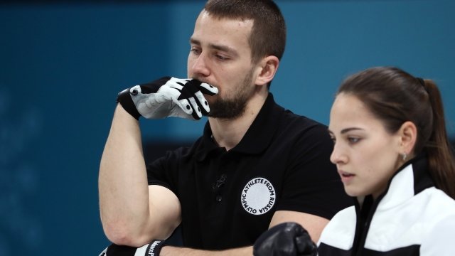 Olympic curlers Anastasia Bryzgalova and Aleksandr Krushelnitckii