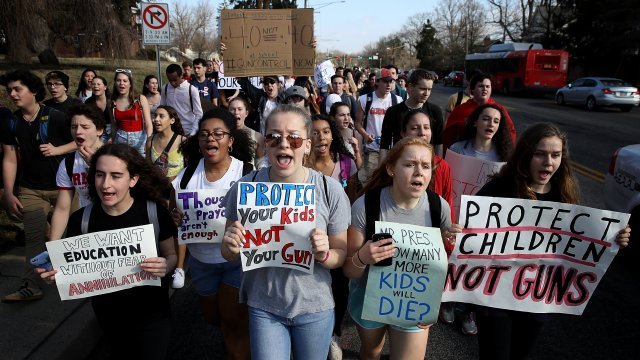 Maryland high school students hold a walkout
