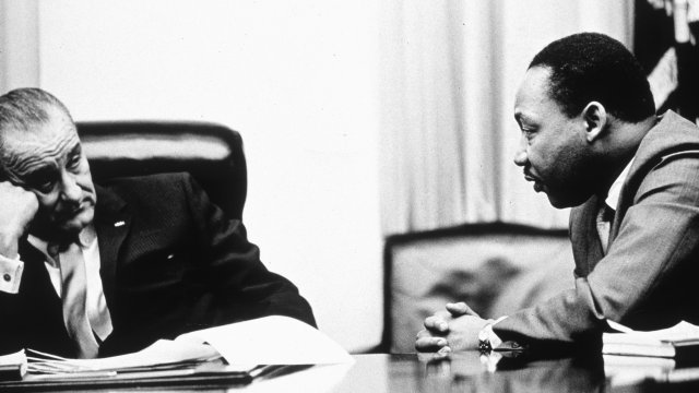 President Lyndon B. Johnson and Rev. Martin Luther King Jr.