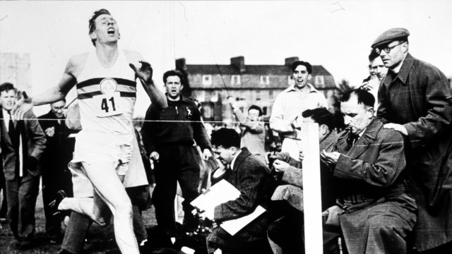 Roger Bannister breaking the mile record time