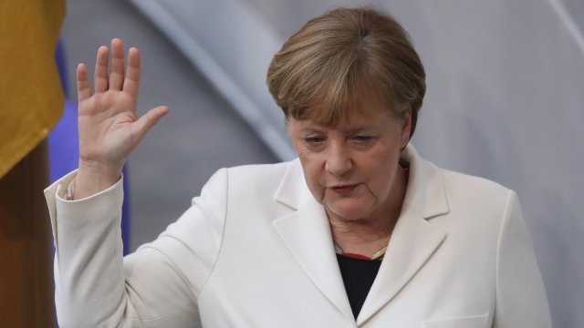German Chancellor Angela Merkel takes her oath.