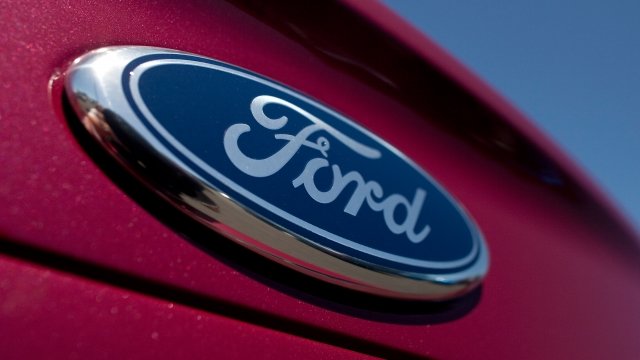 The Ford Motor Co logo is seen on the Ford Fusion.