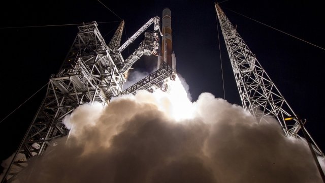 The U.S. Air Force launches a Boeing-built satellite to improve military communications on March 18, 2017.