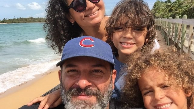 Richard Santiago and his family in Puerto Rico. After Hurricane Maria, they evacuated to Chicago.