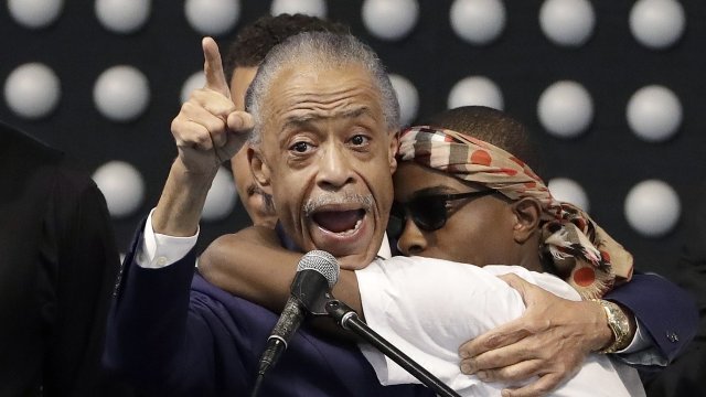 Al Sharpton and Ste'vante Clark at the funeral for Stephon Clark