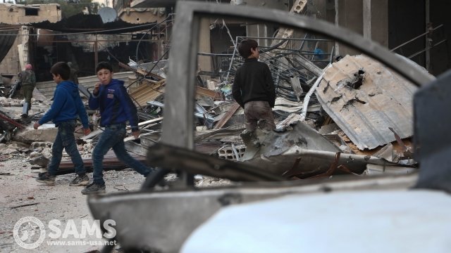 Bombed out buildings in Eastern Ghouta