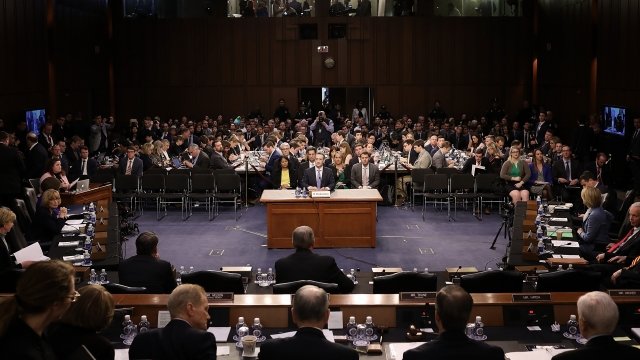 Facebook CEO Mark Zuckerberg testifies in front of Senate members