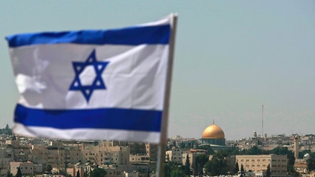 Israeli flag flying outside Jerusalem