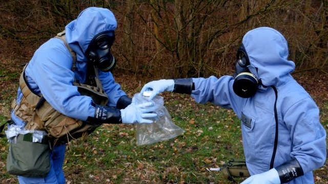 OPCW inspectors collecting samples during mock exercise