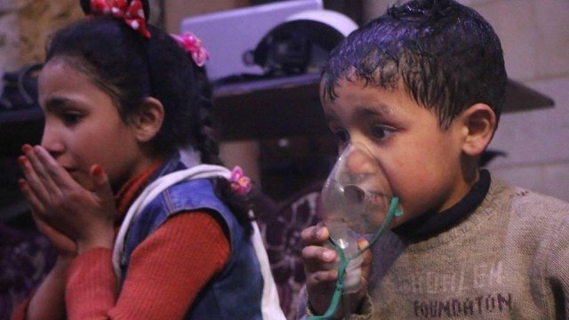 Children affected by a suspected chemical weapons attack in Syria.