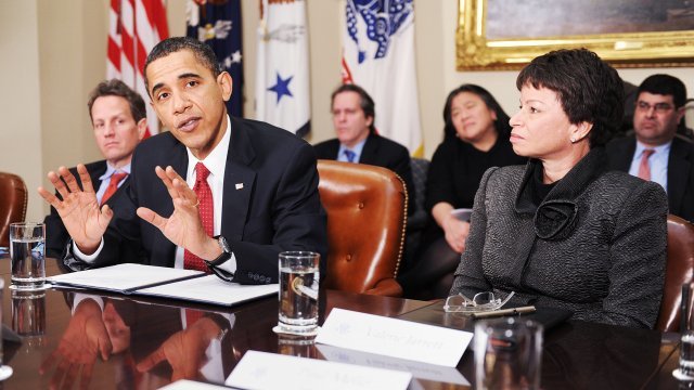 Barack Obama and Valerie Jarrett in the White House