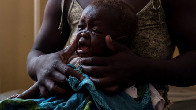 A child cries in Malawi.
