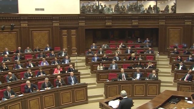 Former Prime Minister Serzh Sargsyan addresses Armenian lawmakers