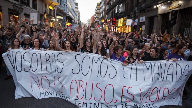 Protesters of 'Wolf Pack' case in Spain