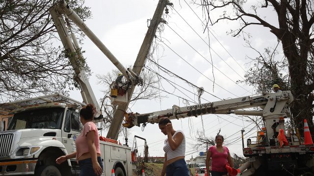 Damaged power lines in Puerto Rico
