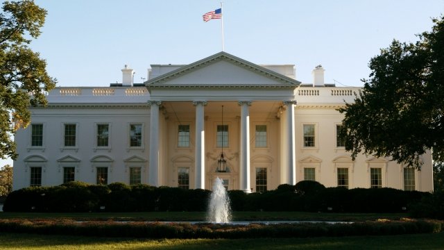 An exterior view of the White House