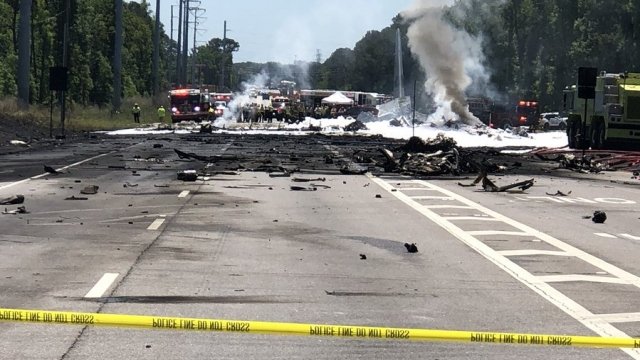 Crews clean up wreckage of a cargo plane crash in Georgia