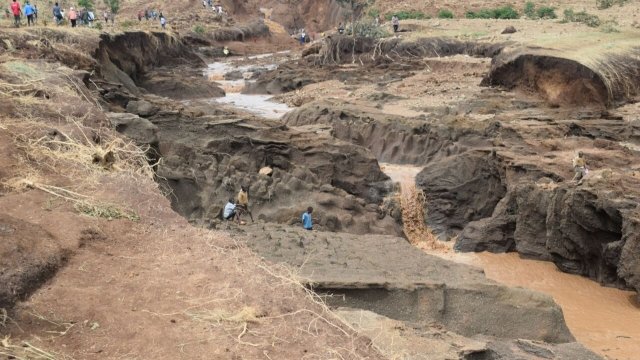 damage from burst dam in Kenya