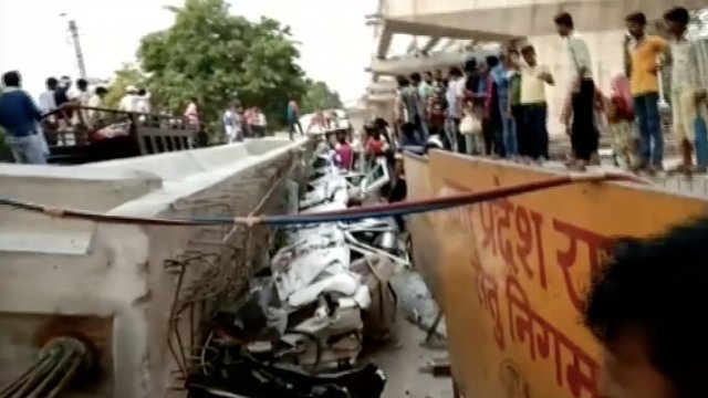 An overpass collapse in India.