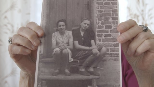 Anna Stupnicka-Bando sits with Lila, the teenage girl she hid during WWII.