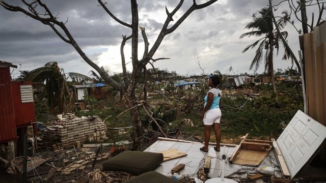 Puerto Rican resident surveys damage from Hurricane Maria