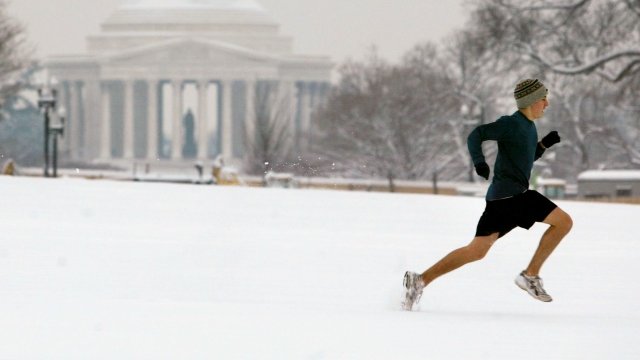 A runner in the snow