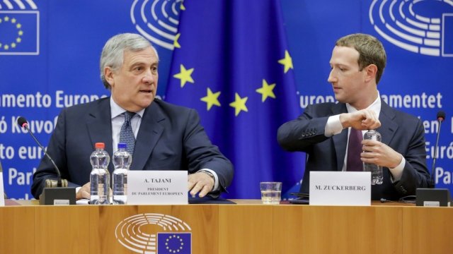 European Parliament President Antonio Tajani and Mark Zuckerberg